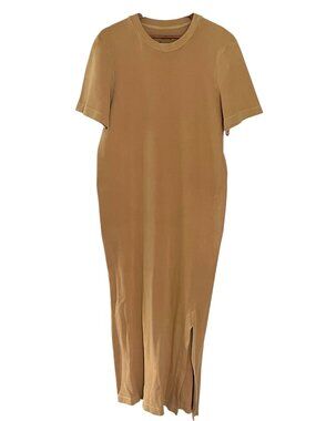 Osklen T Shirt Maxi Dress PS Petite Small Tan Side Slits Minimalist